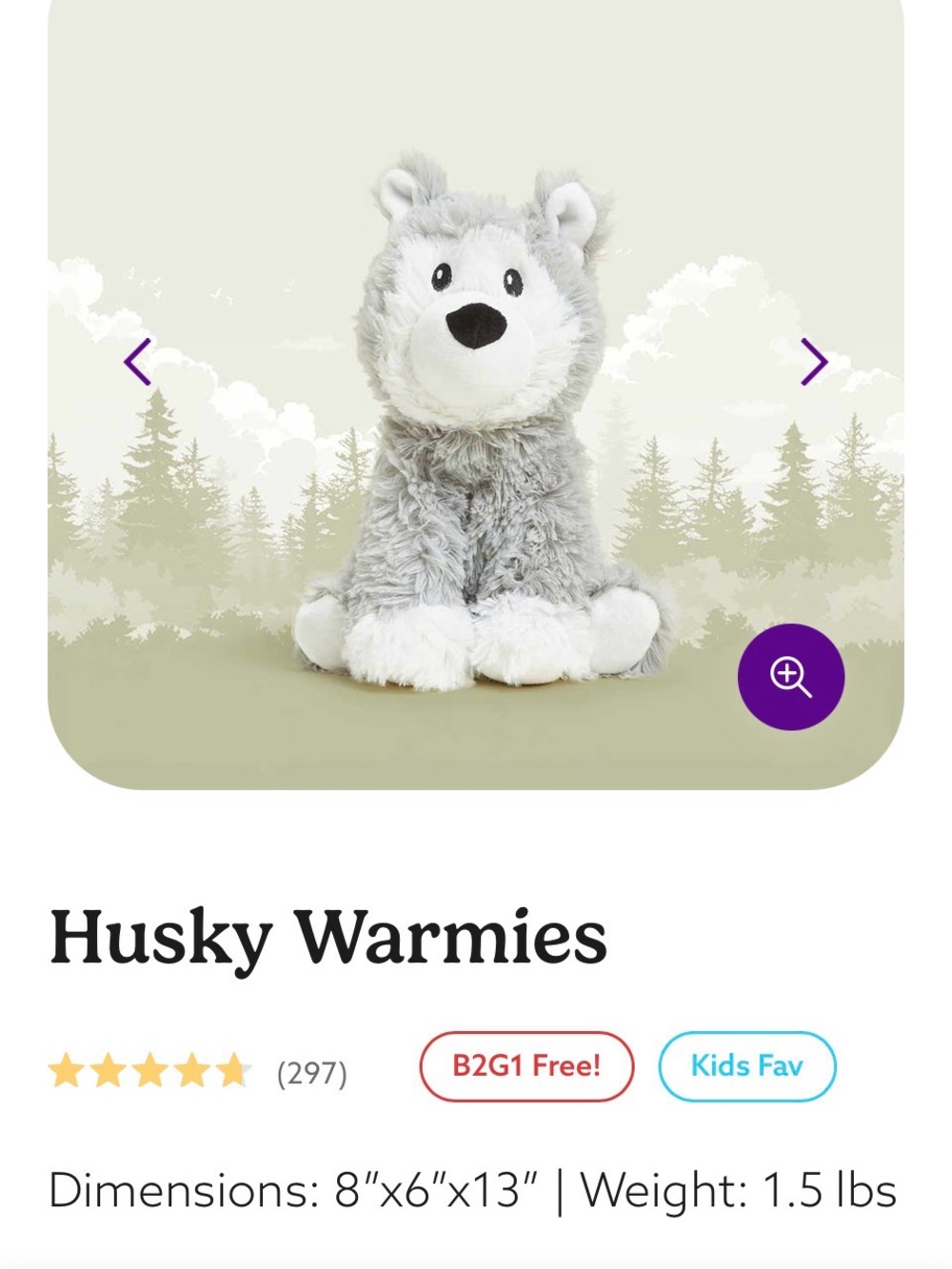 Husky Warmies Plush NWOT